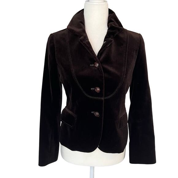 J Crew Brown Velvet Blazer Buttons Academia 4P Preppy Career - Picture 1 of 6